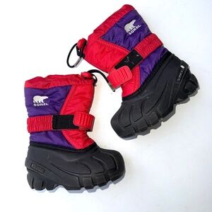 SOREL $70 Toddler Girls 6 Red Purple Insulated Flurry Pull On Snow Boots Bin1